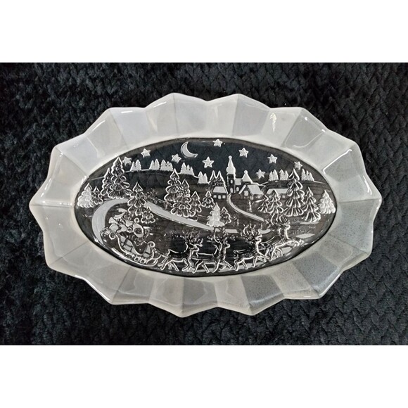 Vintage Mikasa Silent Night Crystal Tray - Small - Early 2000s - Frosted Edge - Picture 7 of 10